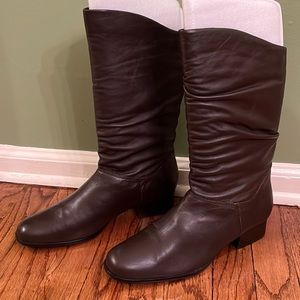 Worthington Brown Leather Ruched Boots Size 9